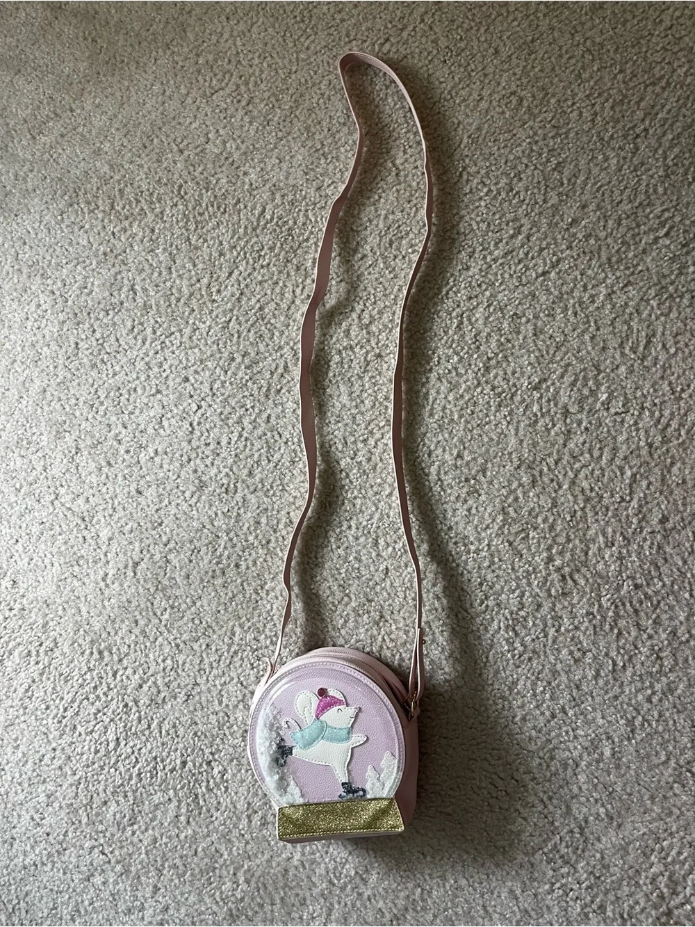 Pink Glitter Mouse Snow Globe Purse